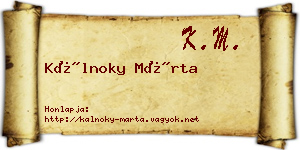 Kálnoky Márta névjegykártya