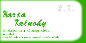 marta kalnoky business card
