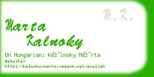 marta kalnoky business card